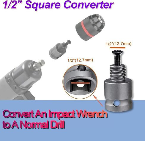 مثقاب بدون مفتاح معدني عالي التحمل 1/2 بوصة - 20UNF Mount 1 ~ 13 مم مع ساق SDS-Plus 1/4 بوصة ساق سداسية 1/2 بوصة محول أنثى مربع يناسب المطرقة الدوارة / مفتاح الربط / مفك البراغي in Saudi Arabia