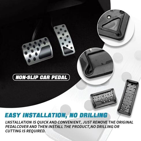 Accelerator Gas and Brake Pedal Covers, No Drilling Non- Slip Aluminum Alloy Pedal Cover Replacement Kit, Universal Car Accessories Fits Automatic Transmission Car, Truck, SUV (Black) in Saudi Arabia