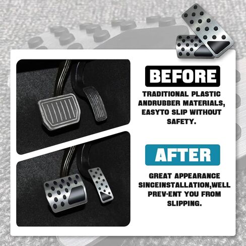 Accelerator Gas and Brake Pedal Covers, No Drilling Non- Slip Aluminum Alloy Pedal Cover Replacement Kit, Universal Car Accessories Fits Automatic Transmission Car, Truck, SUV (Black) in Saudi Arabia