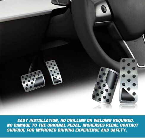 Accelerator Gas and Brake Pedal Covers, No Drilling Non- Slip Aluminum Alloy Pedal Cover Replacement Kit, Universal Car Accessories Fits Automatic Transmission Car, Truck, SUV (Black) in Saudi Arabia