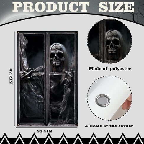 47.3 X 31.5 Inches Halloween Decoration Horror Halloween Curtain Scary Halloween Window Poster Decorations for Window Door,Halloween Party Decorations Indoor Outdoor in Saudi Arabia