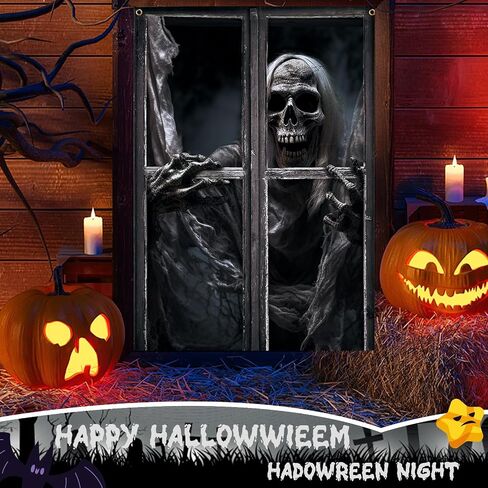 47.3 X 31.5 Inches Halloween Decoration Horror Halloween Curtain Scary Halloween Window Poster Decorations for Window Door,Halloween Party Decorations Indoor Outdoor in Saudi Arabia
