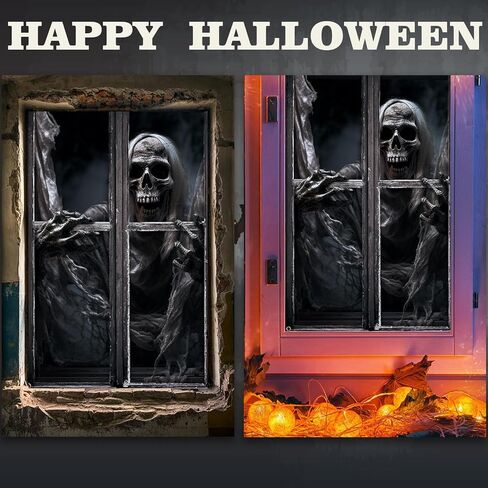 47.3 X 31.5 Inches Halloween Decoration Horror Halloween Curtain Scary Halloween Window Poster Decorations for Window Door,Halloween Party Decorations Indoor Outdoor in Saudi Arabia