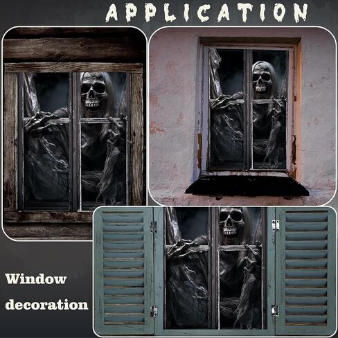 47.3 X 31.5 Inches Halloween Decoration Horror Halloween Curtain Scary Halloween Window Poster Decorations for Window Door,Halloween Party Decorations Indoor Outdoor in Saudi Arabia