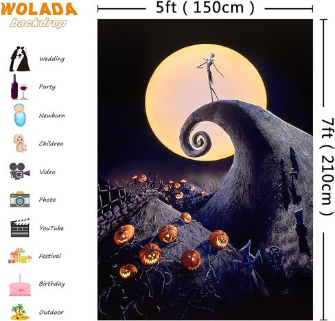 WOLADA كابوس قبل عيد الميلاد خلفية خلفية الهالوين خلفية الصورة الهالوين خلفية حفلة الهالوين 5x7FT 12594 in Kuwait