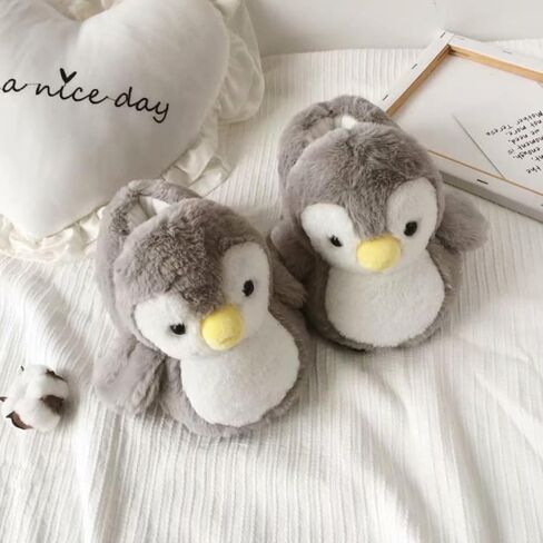 Cute Penguin Cotton Furry Slippers Animal Stuff Winter Home Slippers Cozy Fluffy Indoor House Shoes for Living Room Bedroom in Saudi Arabia