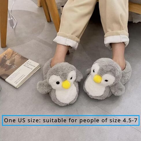 Cute Penguin Cotton Furry Slippers Animal Stuff Winter Home Slippers Cozy Fluffy Indoor House Shoes for Living Room Bedroom in Saudi Arabia