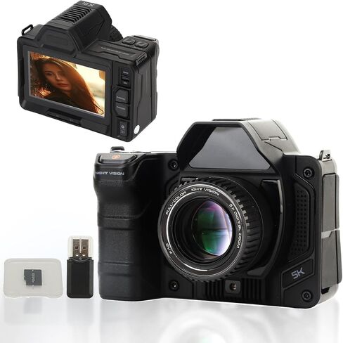 Yunir 5K Digital Camera, 4.2in Screen DSLR Camera 52MP Vlogging Camera Full Color, Night Vision 40x Optical Zoom, 5G 2000mAh Battery for Traveling, Outdoor in Saudi Arabia
