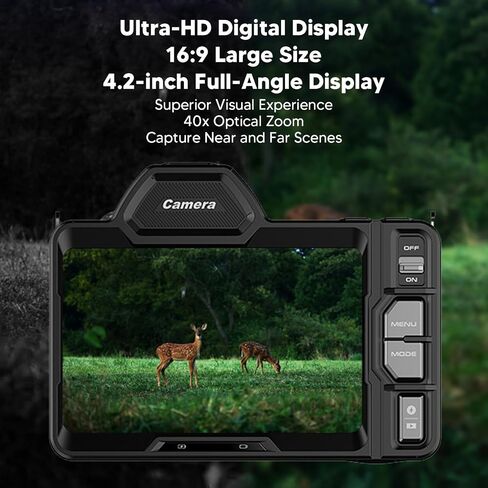 Yunir 5K Digital Camera, 4.2in Screen DSLR Camera 52MP Vlogging Camera Full Color, Night Vision 40x Optical Zoom, 5G 2000mAh Battery for Traveling, Outdoor in Saudi Arabia