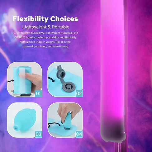 OT80R 15W RGB Inflatable Tube Light, Portable Handheld LED Light Wind for Photography,Camping,Video Vlogging, Magnetic RGB Air Tube Light, CRI>96, 3000K to 6500K, 6 FX Model in Saudi Arabia