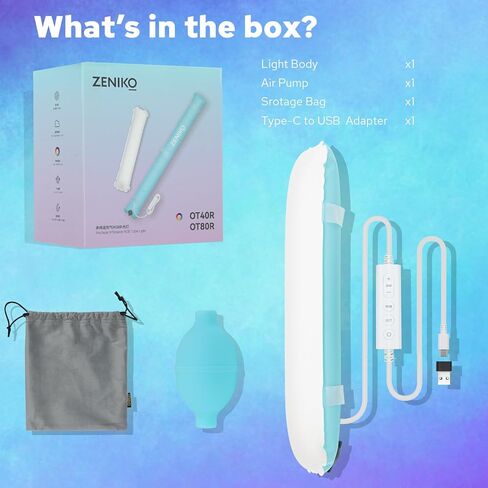 OT80R 15W RGB ضوء أنبوبي قابل للنفخ، محمول باليد LED ضوء الرياح للتصوير الفوتوغرافي والتخييم ومدونات الفيديو، ضوء أنبوب هواء RGB مغناطيسي، CRI>96، 3000K إلى 6500K، 6 FX Model in Kuwait