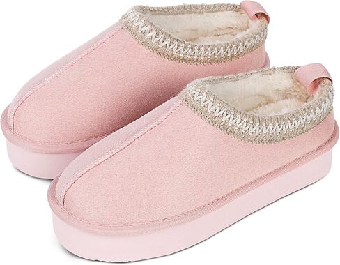 SNOWDROP Women'S Platform Slippers, Thick Sole Short Ankle Boots, Cozy Fluffy Plush Lining, Indoor Outdoor Non-Slip House Shoes in Saudi Arabia