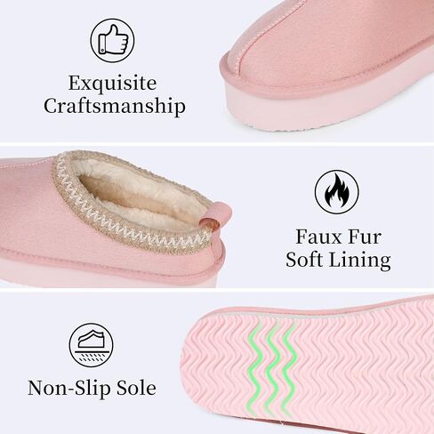 SNOWDROP Women'S Platform Slippers, Thick Sole Short Ankle Boots, Cozy Fluffy Plush Lining, Indoor Outdoor Non-Slip House Shoes in Saudi Arabia