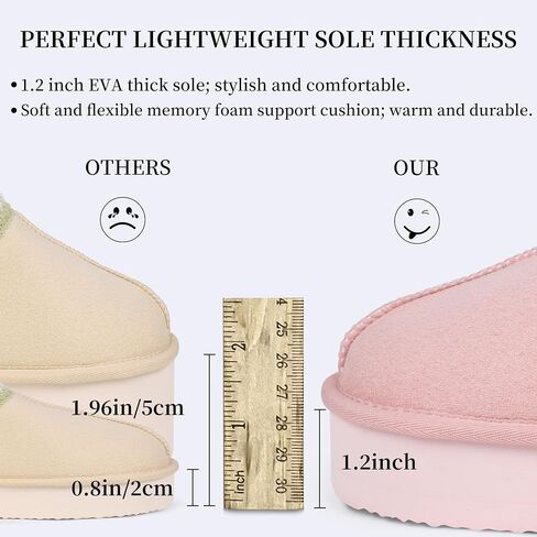 SNOWDROP Women'S Platform Slippers, Thick Sole Short Ankle Boots, Cozy Fluffy Plush Lining, Indoor Outdoor Non-Slip House Shoes in Saudi Arabia