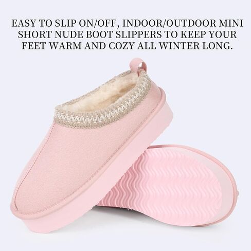 SNOWDROP Women'S Platform Slippers, Thick Sole Short Ankle Boots, Cozy Fluffy Plush Lining, Indoor Outdoor Non-Slip House Shoes in Saudi Arabia