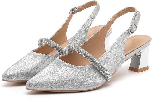 kkdom إمرأة Slingback هريرة الكعوب مغلقة اصبع القدم كعب منخفض مضخات الكاحل حزام وأشار اصبع القدم أحذية الزفاف in Saudi Arabia