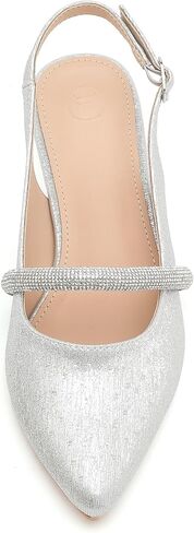 kkdom إمرأة Slingback هريرة الكعوب مغلقة اصبع القدم كعب منخفض مضخات الكاحل حزام وأشار اصبع القدم أحذية الزفاف in Saudi Arabia