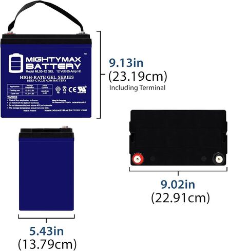 Mighty Max Battery ML75-12GEL -12 Volt 75 AH, Gel Type, Internal Thread (INT) Terminal, Rechargeable SLA AGM Battery in Saudi Arabia
