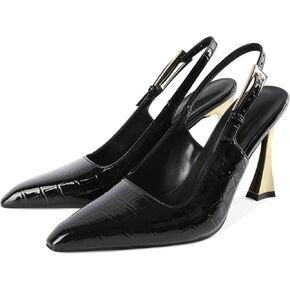 Mallyteeds Slingback Heels for Women Square Pointed Toe Slip On Stilettos High Heel Pumps Shoes Dressy 4 Inches