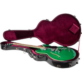 Crossrock Fiberglass Case for 335 Style 6 Strings Semi-Hollow & Hollowbody Electric Guitars with TSA Lock-Black (CRF2020SABK)