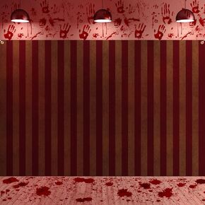 2 Pieces Halloween Creepy Carnival Backdrop for Horrible Bloody Circus Tent Evil Carnival Decorations for Clown Room Wall Horror Scary Birthday Party Supplies for Halloween Circus Carnival 7 x 5 ft