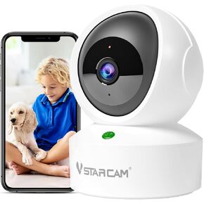 VSTARCAM Home Securiy Camera, Smart Indoor Camera with One-Touch Call, Dog Camera with Phone App, Cloud & SD Card Storage, 2.4GHz with Night Vision, Baby Motion Detection (CS49-K)