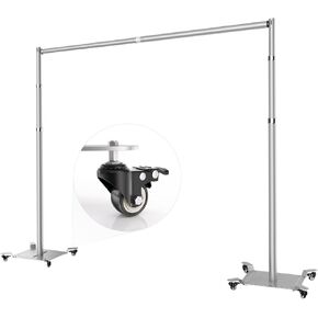 10 x 10 ft Pipe and Drape Backdrop Stand with Wheels Heavy Duty Photography Background Kit Adjustable Metal Frame for Party, Wedding, Video Studio, Exhibition - Black