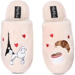 MeMoi Women's I Love Paris Plush Slippers