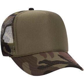 OTTO Wholesale 12 x Polyester Foam Front 5 Panel High Crown Mesh Back Trucker Hat - (12 Pcs)