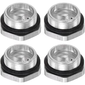 HARFINGTON 4pcs Air Compressor Oil Sight Glass 33 x 1.5mm Male Thread Liquid Level Gauge Aluminum Hex Head Oil Indicator Window with O-Ring for Air Compressor Gearbox Tanks, Silver