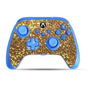 Carbon Fiber Gaming Skin Compatible with PowerA Xbox Series X|S Enhanced Wired Controller - Gold Dazzle - Premium 3M Vinyl Protective Wrap Decal Cover | Crafted in The USA by MightySkins