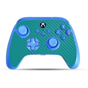 Carbon Fiber Gaming Skin Compatible with PowerA Xbox Series X|S Enhanced Wired Controller - Solid Teal - Premium 3M Vinyl Protective Wrap Decal Cover | Crafted in The USA by MightySkins