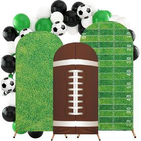 Soccer Theme Birthday Party Backdrop Arch Backdrop Cover Set of 3 Football Field Photo Background Green Photo Booth Props for Birthday Party Football Party Games Decoration