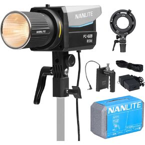 NANLITE FC-60B LED Video Light 2700K-6500K 78W Bowens Mount Continuous Output Lighting,AC/DC Power Support with APP Control, Bowens Adapter for Studio Photograpny/Video Recording