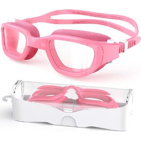 Kids Swim Goggles,Swimming Goggles for Kids 6-14, Anti-Fog UV Protection Pool Goggles for Boys Girls (Green/Black+Clear Lens)