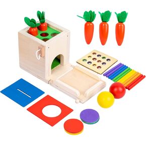 Montessori 4 in 1 Object Permanence Box Toddler Play Kit Toys 1-3 Year Old