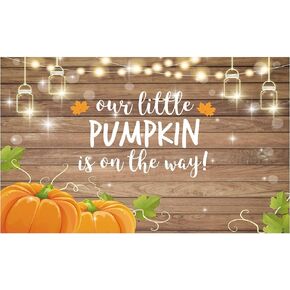 Allenjoy Pumpkin Rustic Wood Baby Shower Backdrop Autumn Our Little Pumpkin Boy Girl is On The Way Welcome Party Decorations Baby is Brewing Theme Cake Table Banner Background Photo Booth Props