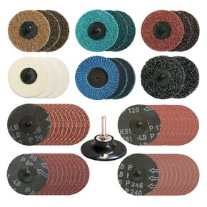 58PCS Sanding Disc Set 3 Inch Roll Lock Quick Change Disc Surface Conditioning Disc for Die Grinder Surface Prep Strip Grind Polish Burr Finish Rust Paint Removal