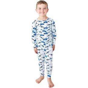 Posh Peanut Classic Boys Pajamas - Toddler Pajamas in Lightweight, Breathable Viscose from Bamboo - Long Sleeve Boys Pjs - 2 Piece Boys' Pajama Sets (3 Years) Sharkss