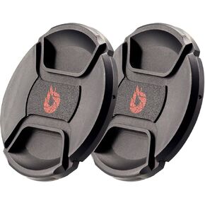 2-Pack 49mm Snap-On Center-Pinch Lens Cap, Extra Strong Springs, Camera Lens Cover, Made from 100% Recycled Plastic - Compatible with Nikon, Canon, Sony & Other DSLR Cameras