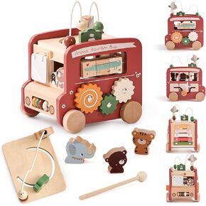 EERKEOD Wooden Activity Cubes for Toddlers Montessori Toys for Boys Girls Educational Learning Toys for Kids Wooden Toys for First Birthday Gift