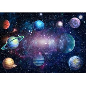 Algasan Outer Space Backdrop Galaxy Planet Party Backdrops Starry Theme Banner for Kids Boys Girls Birthday Party Photography Background Photo Studio Props Cake Table Decor 82.7x59.1''