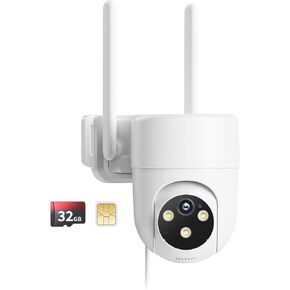 كاميرا أمان خلوية LIWAN 4G LTE سلكية في الهواء الطلق، لا حاجة إلى شبكة WiFi، عرض 360 درجة، رؤية ليلية ملونة 2K، تتبع الحركة، محادثة ثنائية الاتجاه، تسجيل 24/7، بطاقة SIM وبطاقة ذاكرة 32 جيجا متضمنة in Kuwait