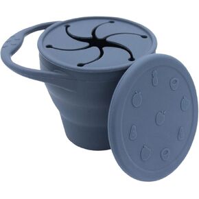 BapronBaby Silicone Collapsible Snack Cup (Navy) - 100% Food Grade Silicone - BPA, Phthalate, and Latex Free - Dishwasher Safe - 6 Months+