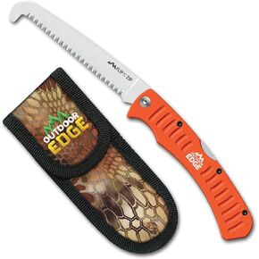 Outdoor Edge 7.0" Flip N' Saw - Lightweight Folding Aluminum Handle Outdoor-Hunting Saw with 65Mn Spring Steel Blade and Triple Ground Saw Teeth for Tough Bone and Wood with Black Nylon Sheath
