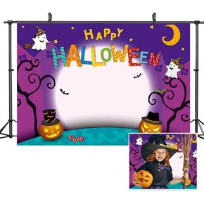 7X5FT Halloween Backdrop Cartoon Halloween Photo Backdrop Halloween Party Banner Halloween Trickster Decoration Backdrop Happy Halloween Photo Background DH-34