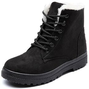 Myallfeet Women's Suede Warm Snow Boots Winter Comfortable Plush Wool Boots Outdoor Anti-Skid And Warm Cotton Boots