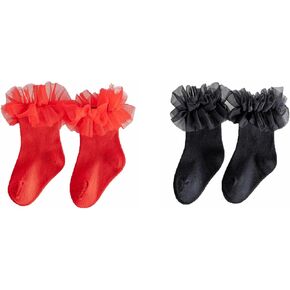 Tulle Little Girls Baby Knee High Socks Toddler Long Ruffle Socks Cotton Tube Stockings Infant Dress Socks.(WZ11)