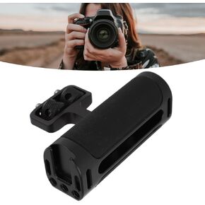 Camera Cage Side Handle, Aluminum Alloy Silicone Adjustable Handle Grip, Universal Ergonomic Side Handgrip with 1/4 Screw Cold Shoe Mount for Photography (Black)