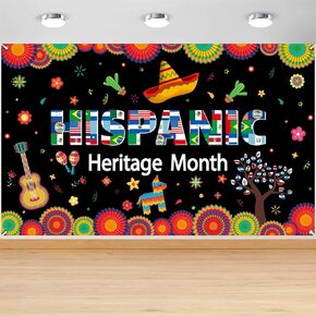 Hispanic Heritage Month Banner Latin American Backdrop Spanish Classroom Decorations National Hispanic Heritage Month Decorations for Indoor Outdoor Home Classroom Decor